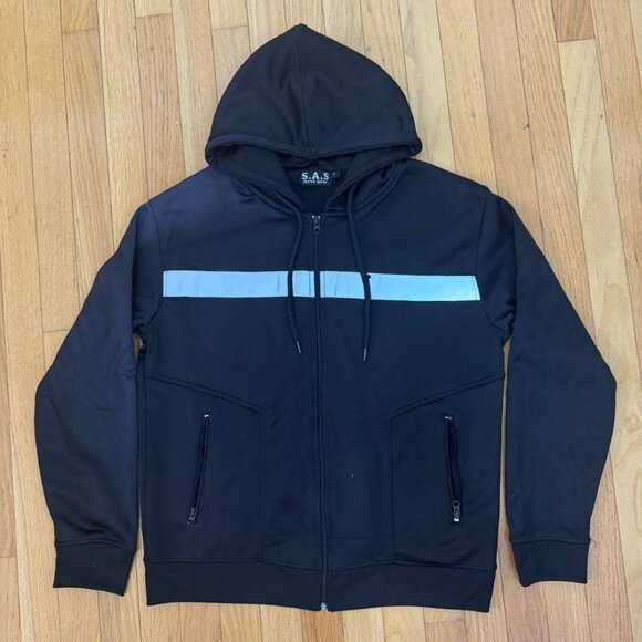 S.A.S Menswear Black Zip Up Hoodie – Size M, Made in Pakistan - Picture 1 of 9